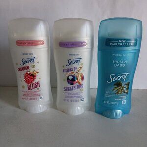 NEW Secret invisible solid 72hr anti perspirant deodorant 3 pack 2.6oz each